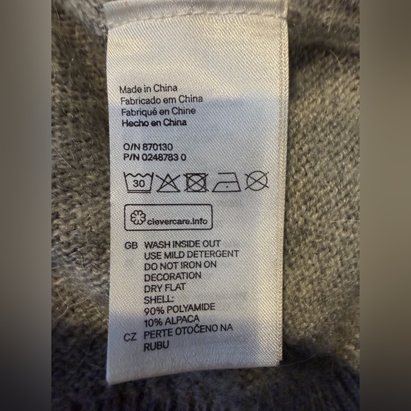 H&M grey alpaca blend sweater sequined perfume bottle embroidery Size Small - Picture 8 of 8